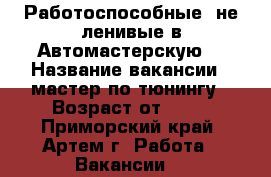 Работоспособные, не ленивые в Автомастерскую  › Название вакансии ­ мастер по тюнингу › Возраст от ­ 20 - Приморский край, Артем г. Работа » Вакансии   